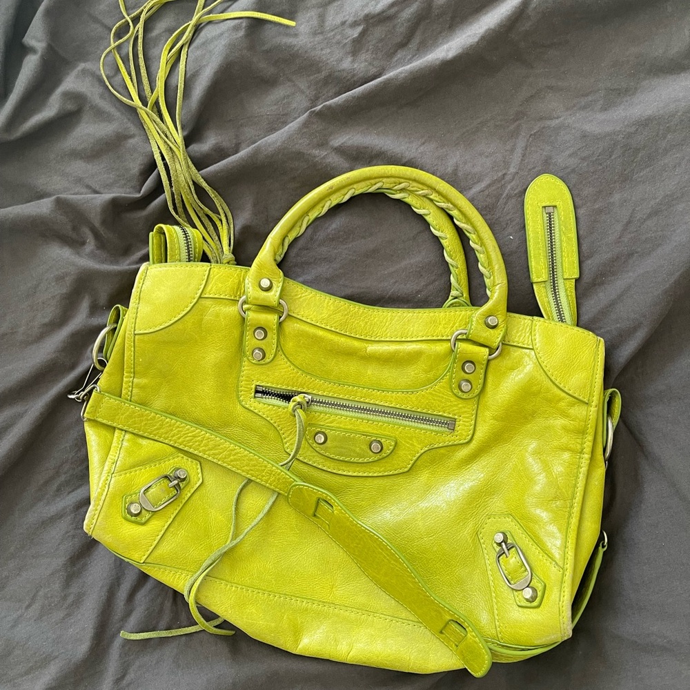 Balenciaga City Lime Green Handbag